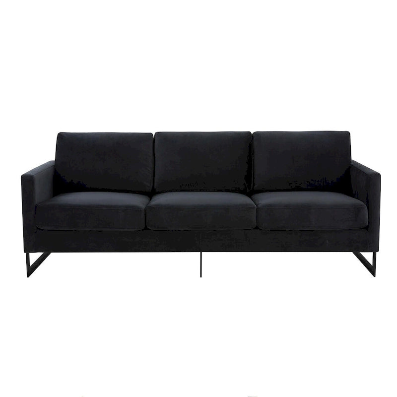 3-Seater Upholstered Velvet Sofa with Black Stainless-Steel Base