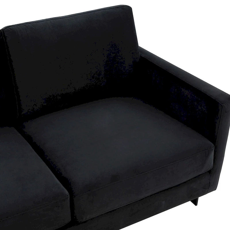 3-Seater Upholstered Velvet Sofa with Black Stainless-Steel Base