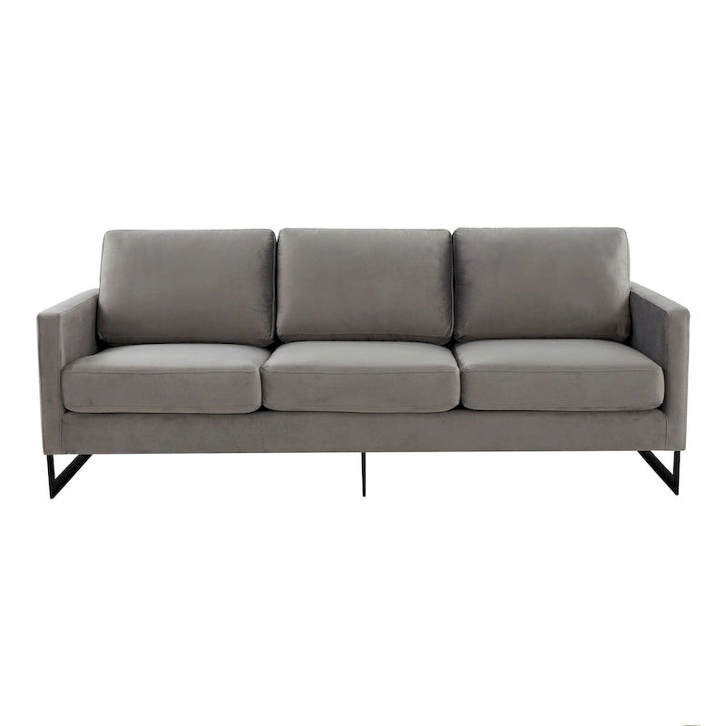 3-Seater Upholstered Velvet Sofa with Black Stainless-Steel Base