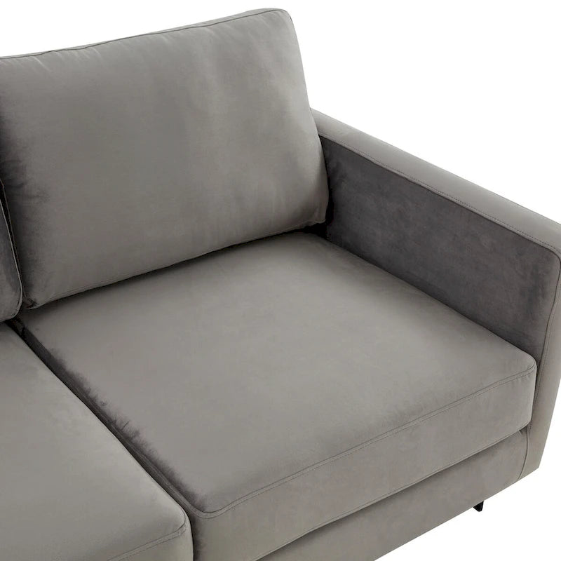 3-Seater Upholstered Velvet Sofa with Black Stainless-Steel Base