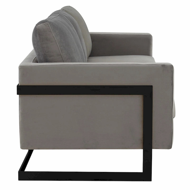 3-Seater Upholstered Velvet Sofa with Black Stainless-Steel Base