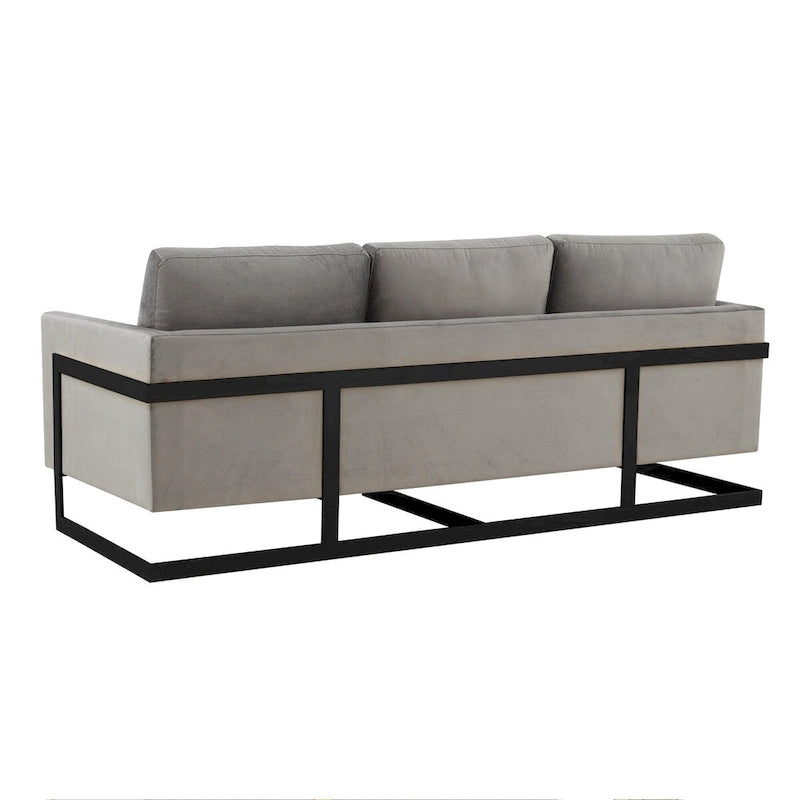 3-Seater Upholstered Velvet Sofa with Black Stainless-Steel Base
