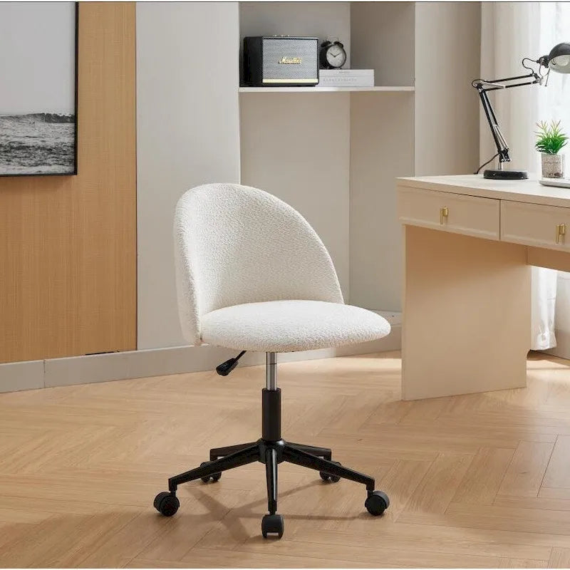 Mid-Back Adjustable Swivel Office Chair with Black Legs and Wheels