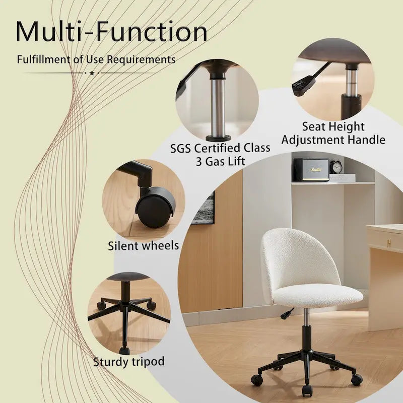 Mid-Back Adjustable Swivel Office Chair with Black Legs and Wheels