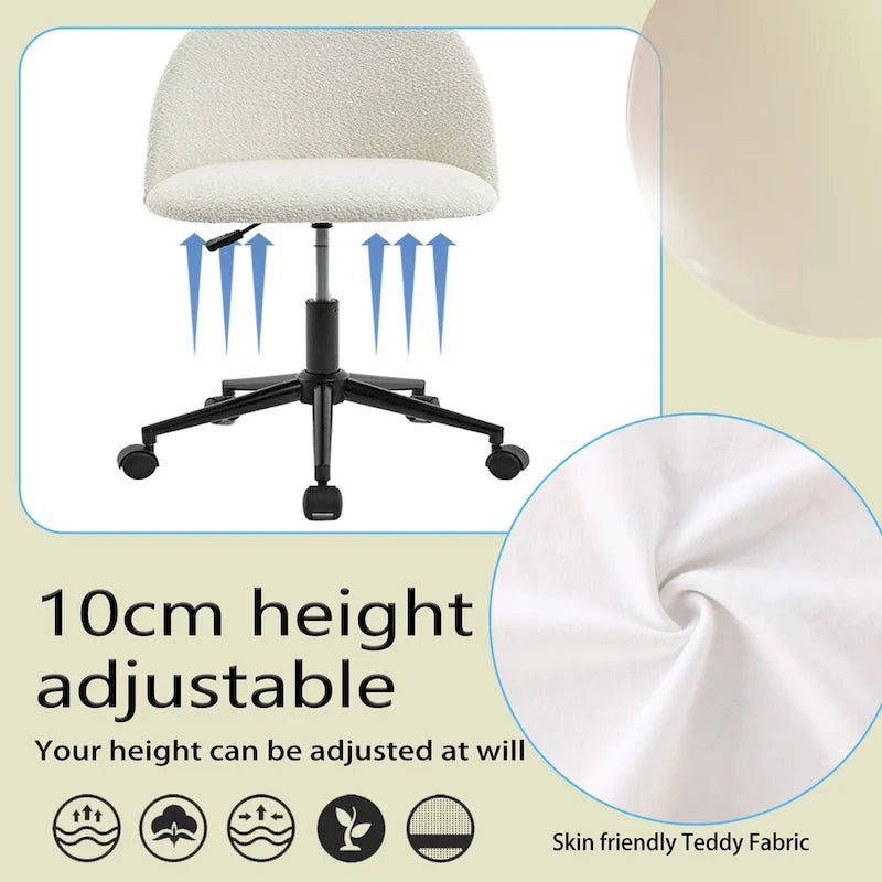 Mid-Back Adjustable Swivel Office Chair with Black Legs and Wheels
