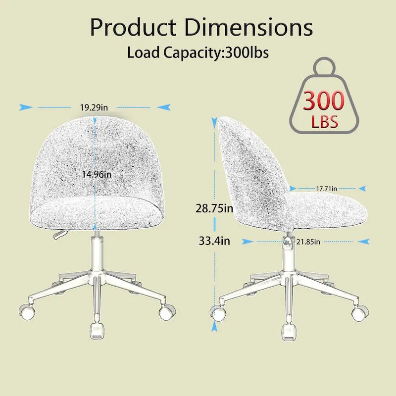Mid-Back Adjustable Swivel Office Chair with Black Legs and Wheels