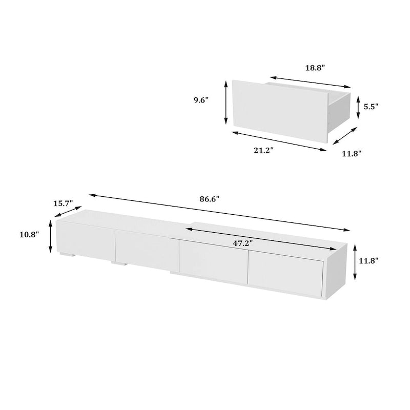 Contemporary TV Console - Storage Cabinet, White Media Stand