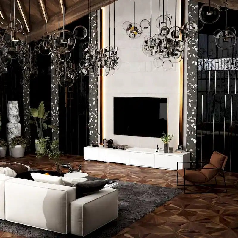 Contemporary TV Console - Storage Cabinet, White Media Stand