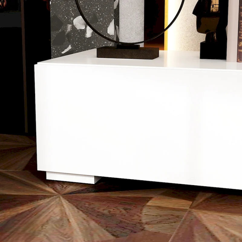 Contemporary TV Console - Storage Cabinet, White Media Stand
