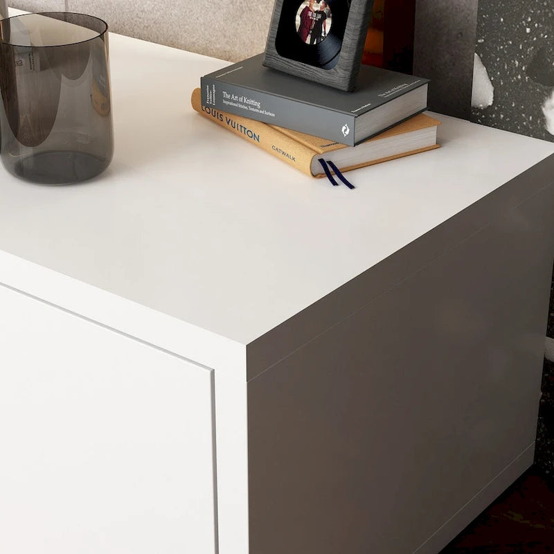 Contemporary TV Console - Storage Cabinet, White Media Stand