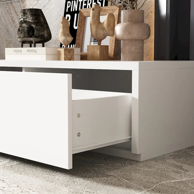 Contemporary TV Console - Storage Cabinet, White Media Stand