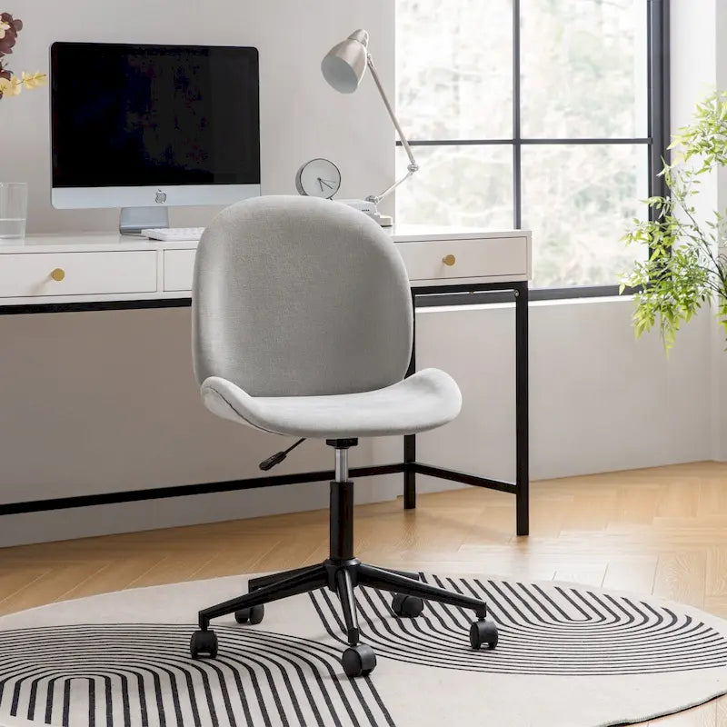 Modern Office Chair 360° Swivel Armless with Metal Base