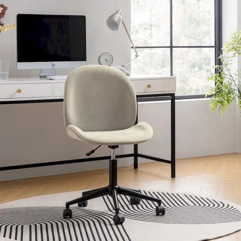 Modern Office Chair 360° Swivel Armless with Metal Base
