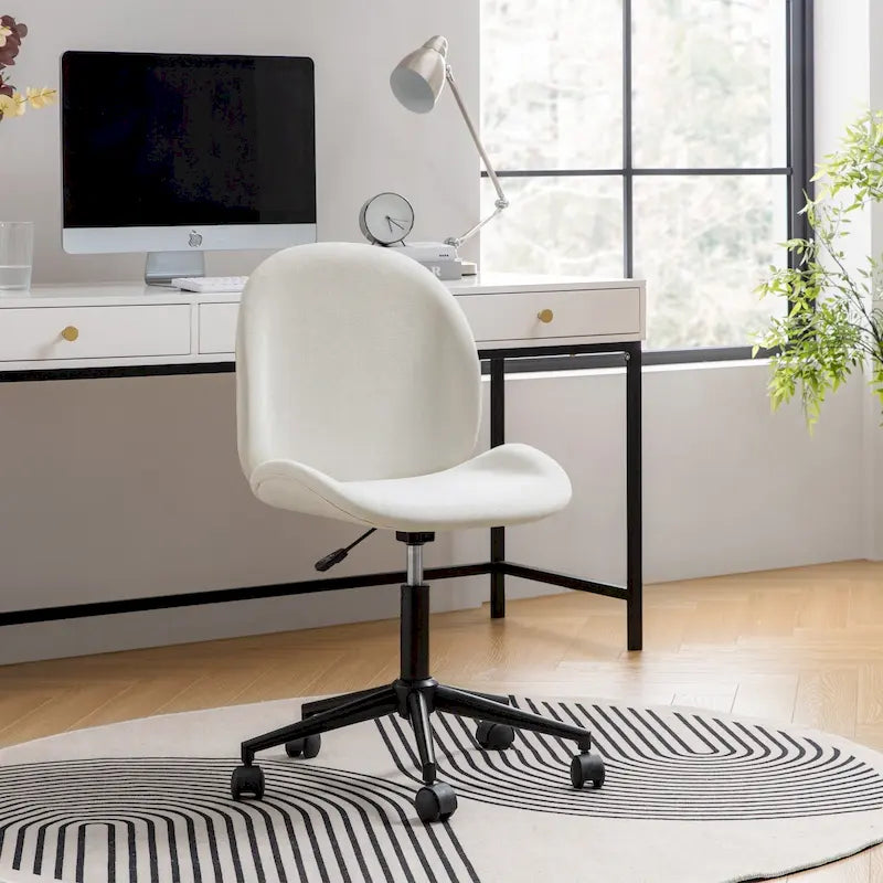 Modern Office Chair 360° Swivel Armless with Metal Base