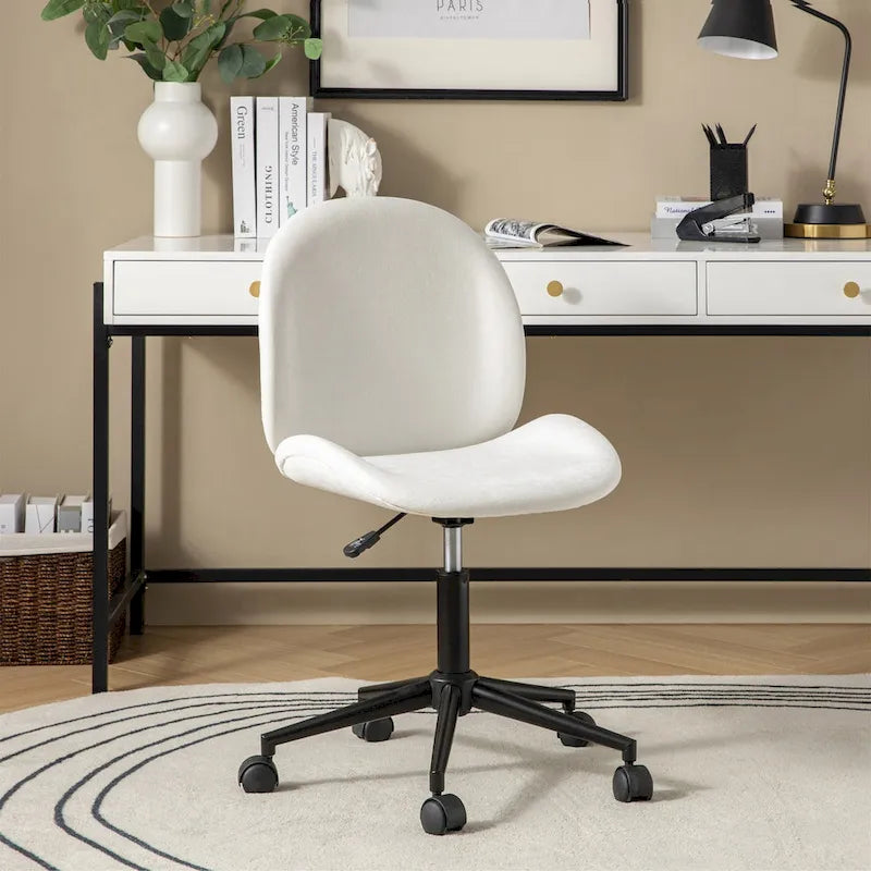 Modern Office Chair 360° Swivel Armless with Metal Base