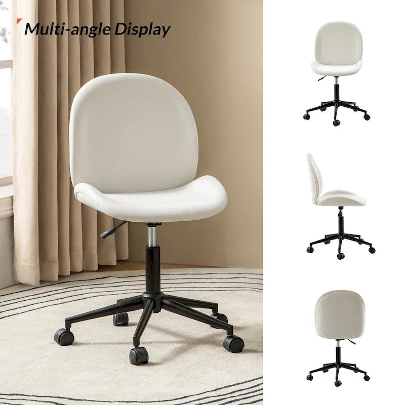 Modern Office Chair 360° Swivel Armless with Metal Base