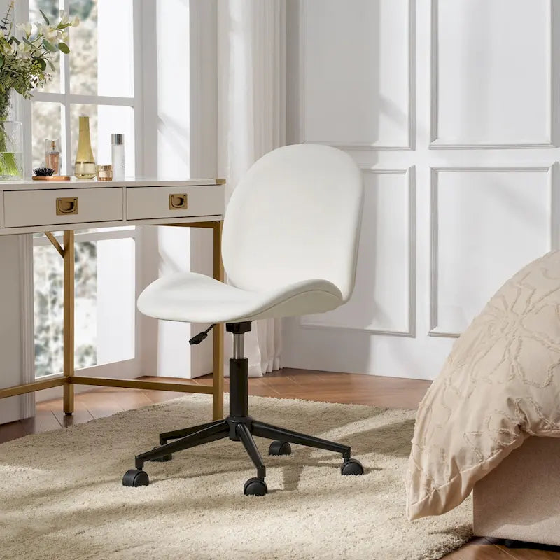 Modern Office Chair 360° Swivel Armless with Metal Base