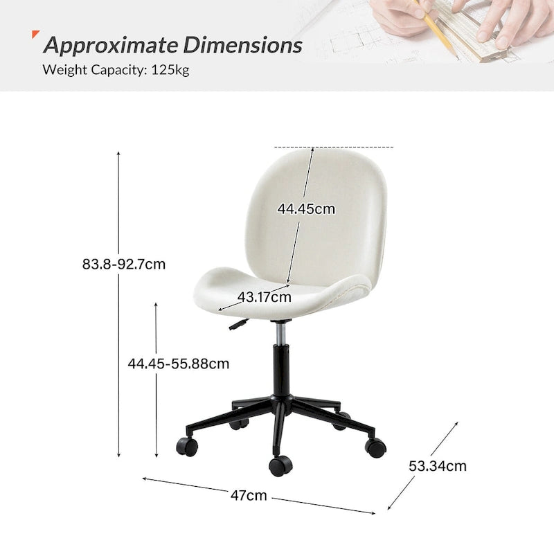 Modern Office Chair 360° Swivel Armless with Metal Base
