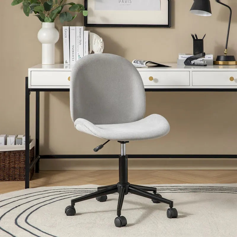Modern Office Chair 360° Swivel Armless with Metal Base