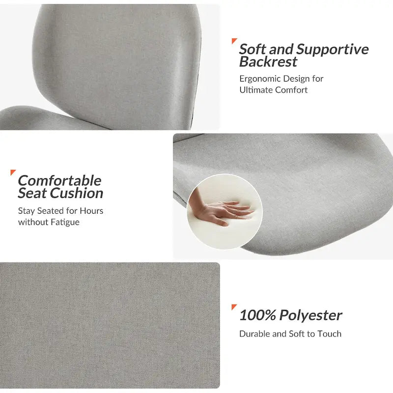 Modern Office Chair 360° Swivel Armless with Metal Base