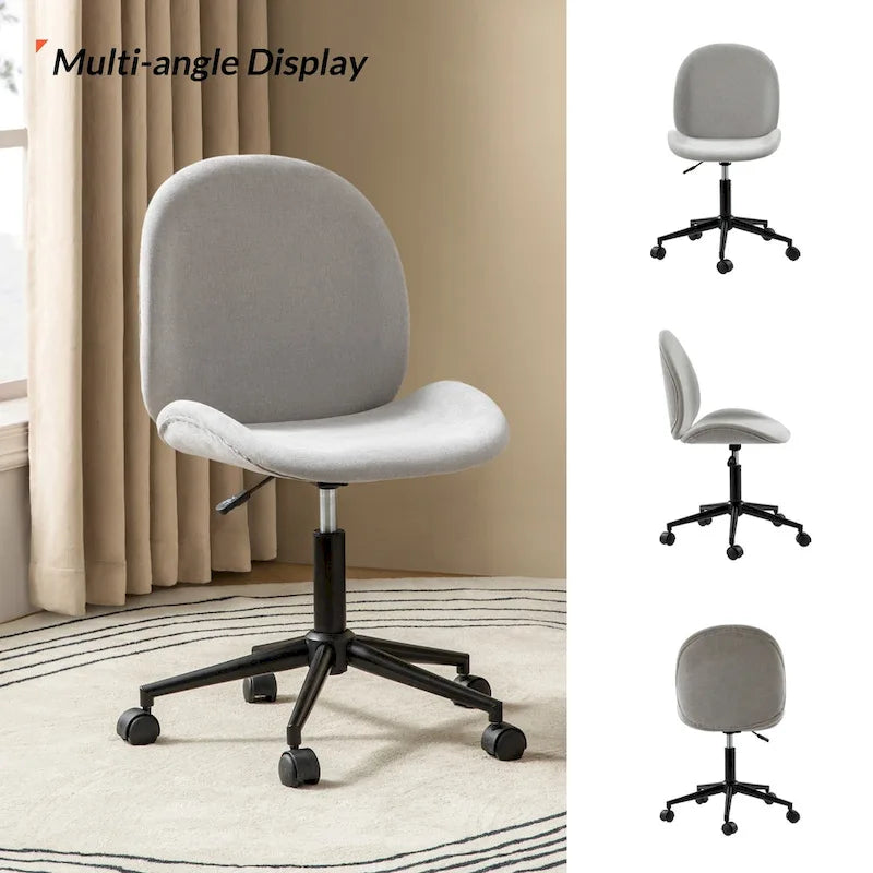 Modern Office Chair 360° Swivel Armless with Metal Base