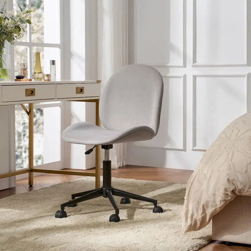 Modern Office Chair 360° Swivel Armless with Metal Base