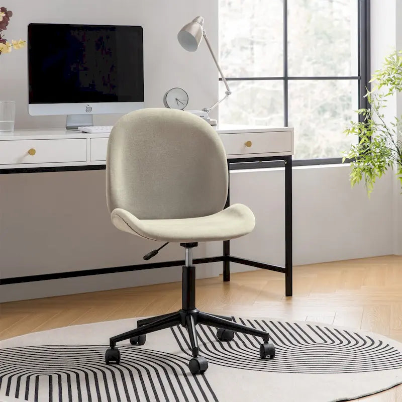 Modern Office Chair 360° Swivel Armless with Metal Base
