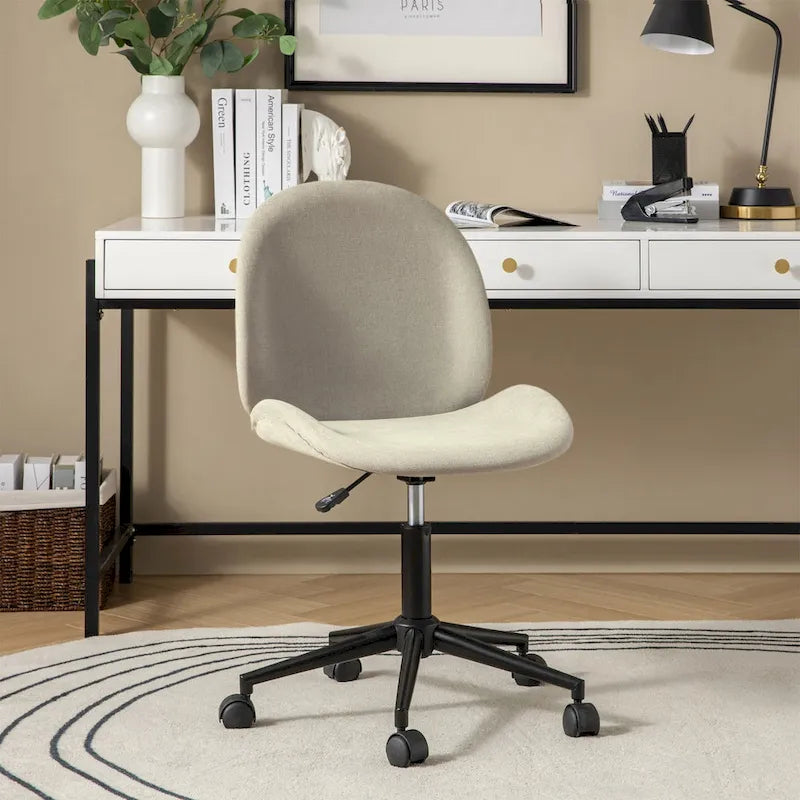 Modern Office Chair 360° Swivel Armless with Metal Base