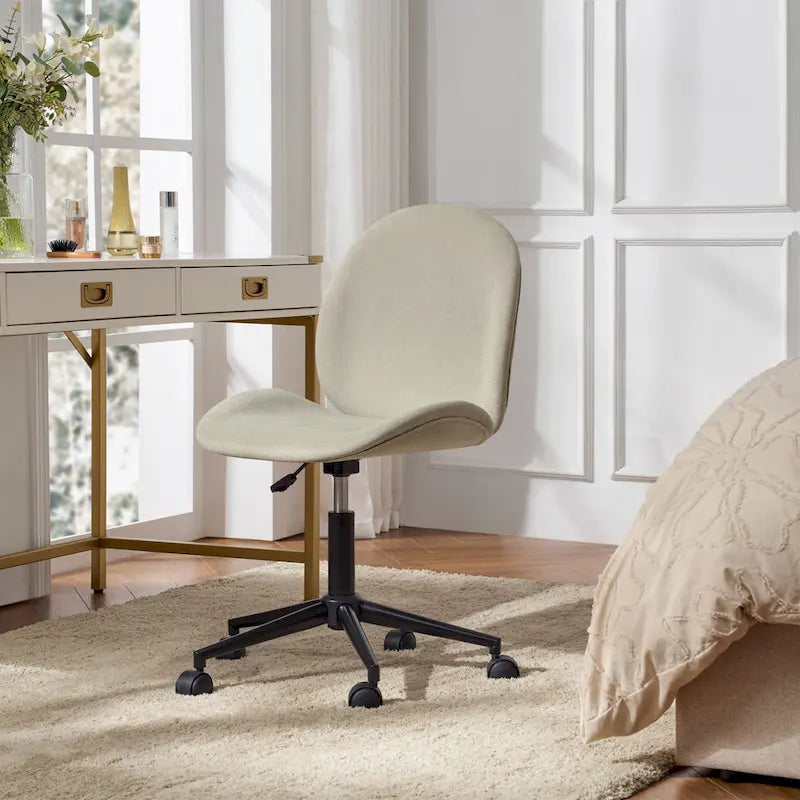 Modern Office Chair 360° Swivel Armless with Metal Base