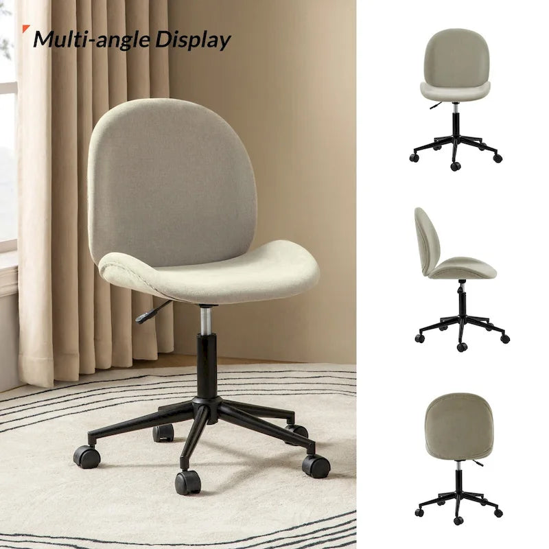 Modern Office Chair 360° Swivel Armless with Metal Base