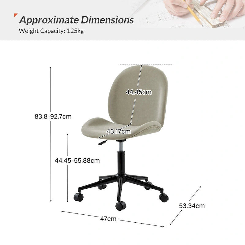 Modern Office Chair 360° Swivel Armless with Metal Base
