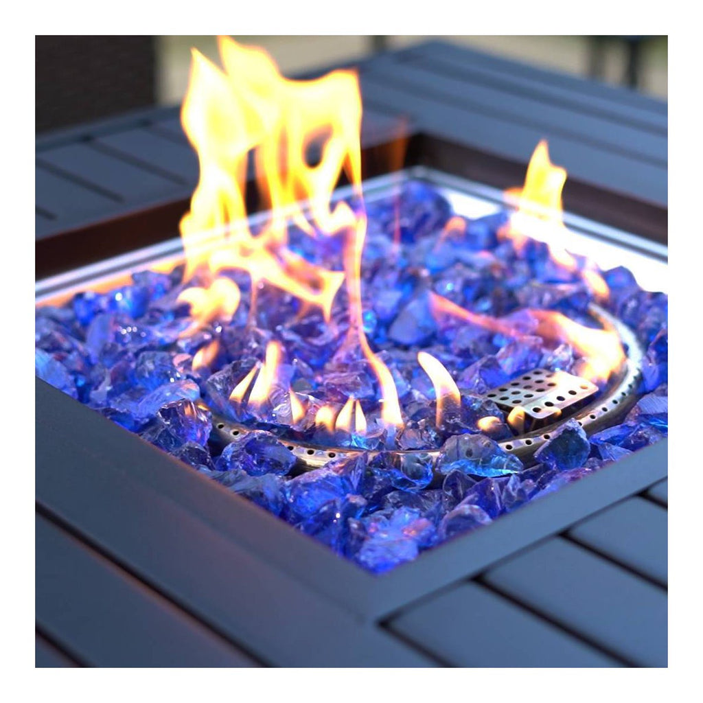 Metal Gas Square Outdoor Fire Pit Table With Lid Black: 28-Inch, 50000 BTU, Patio Heater
