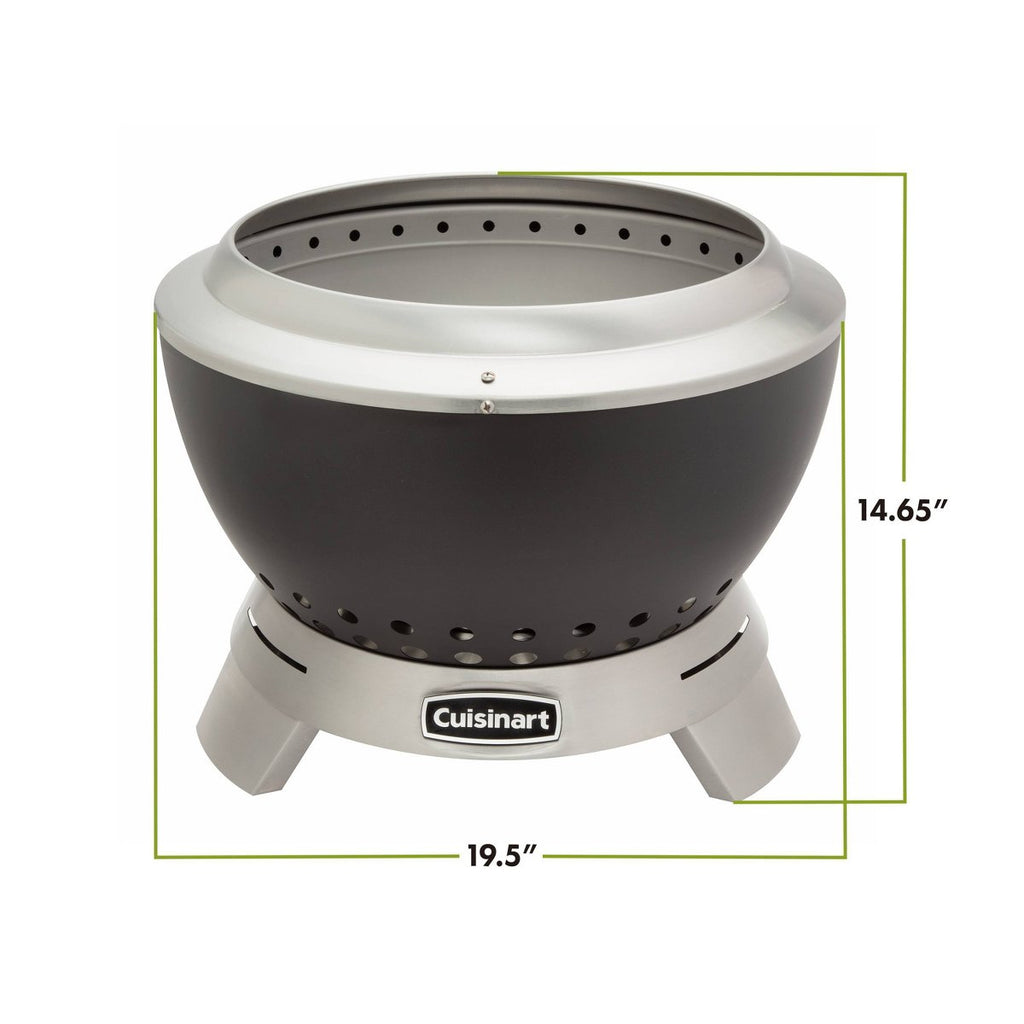 19.5 Cleanburn Round Outdoor Fire Pit Black: Smokeless, Rust-Resistant with Removable Ash Pan