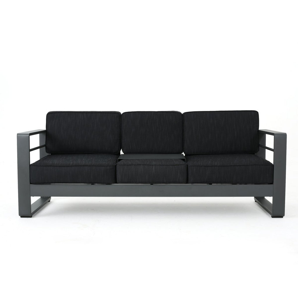 Cape Coral Outdoor Aluminum 7 Seater Sofa Chat Set with Fire Pit