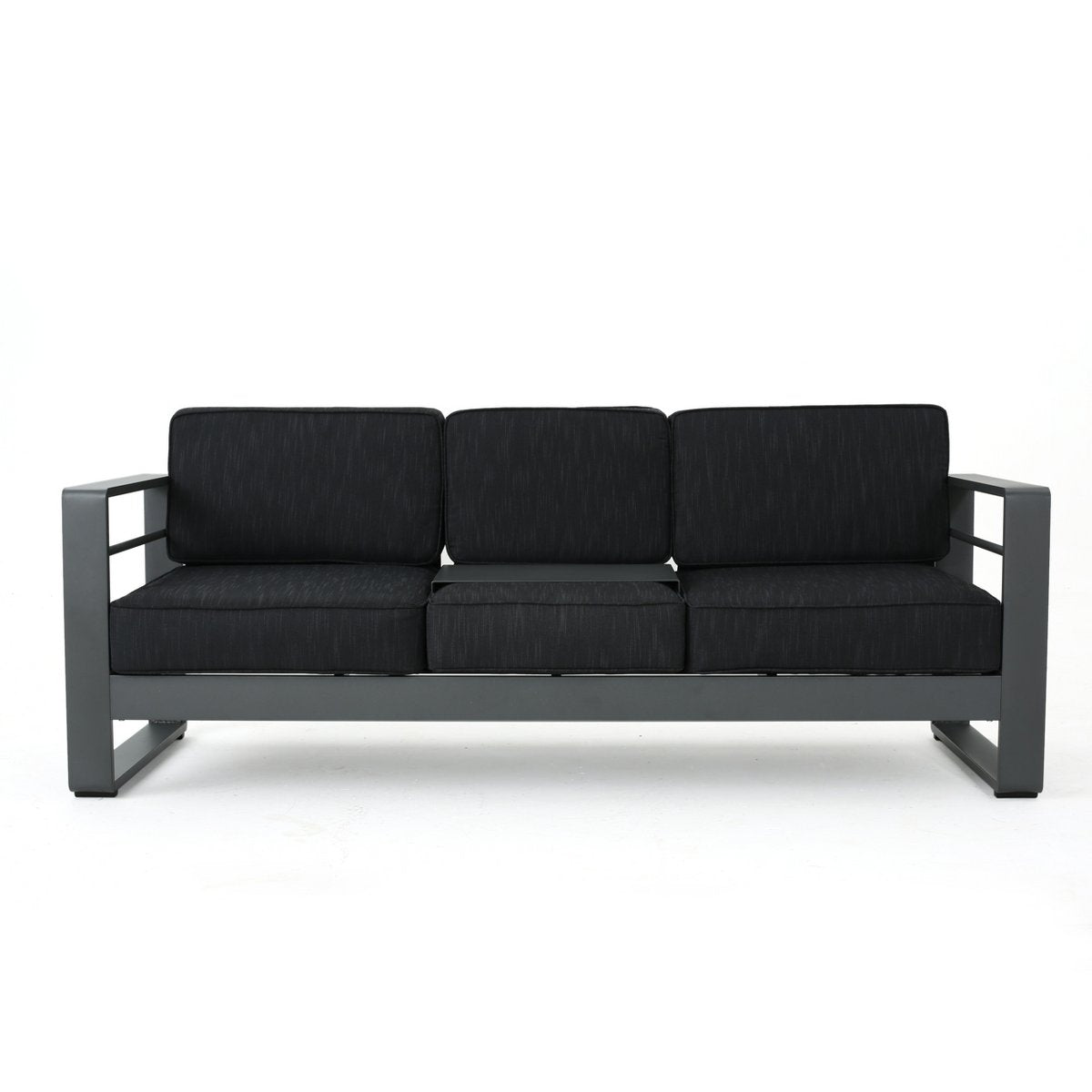 Cape Coral Outdoor Aluminum 7 Seater Sofa Chat Set with Fire Pit