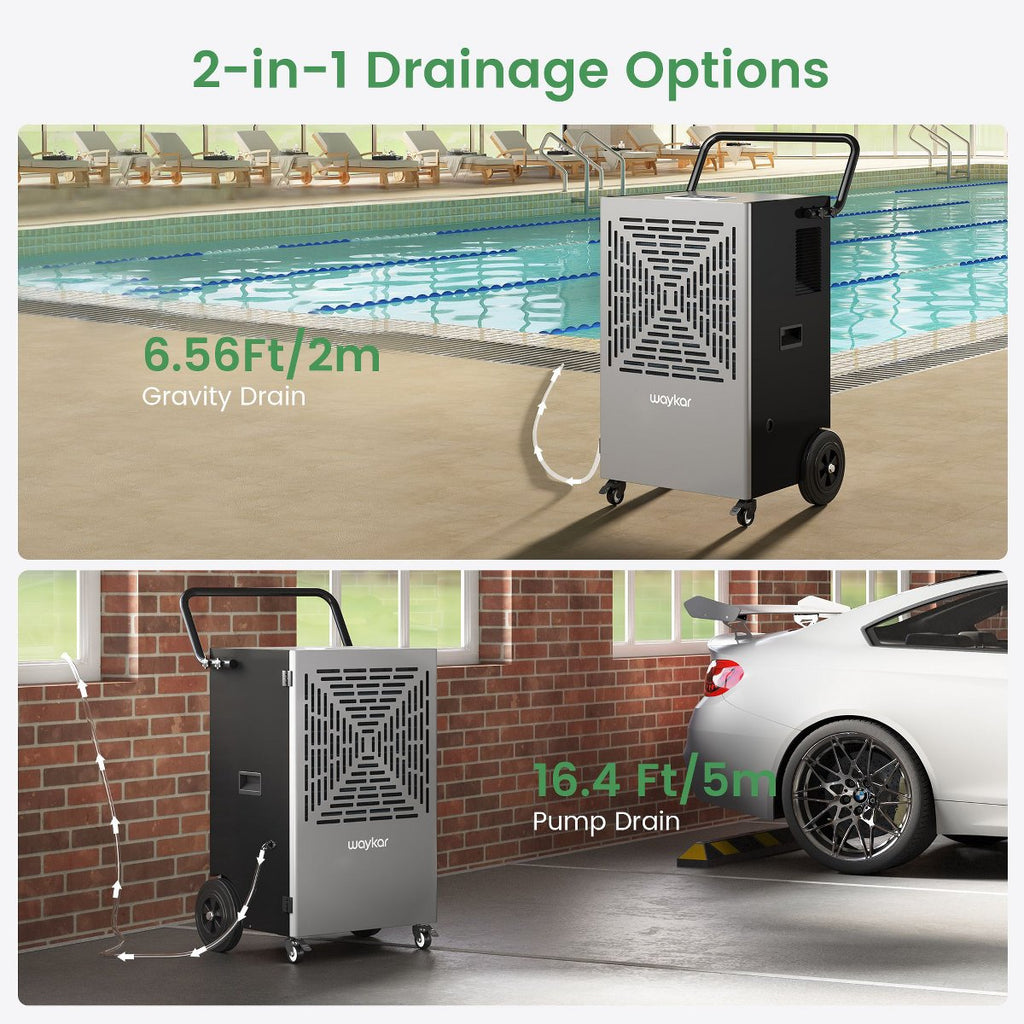 216 pt. 7500 sq.ft. Powerful Commercial Dehumidifier with Built-in Pump for Basements, Workshops and Warehouse, Auto Restart, Bucketless