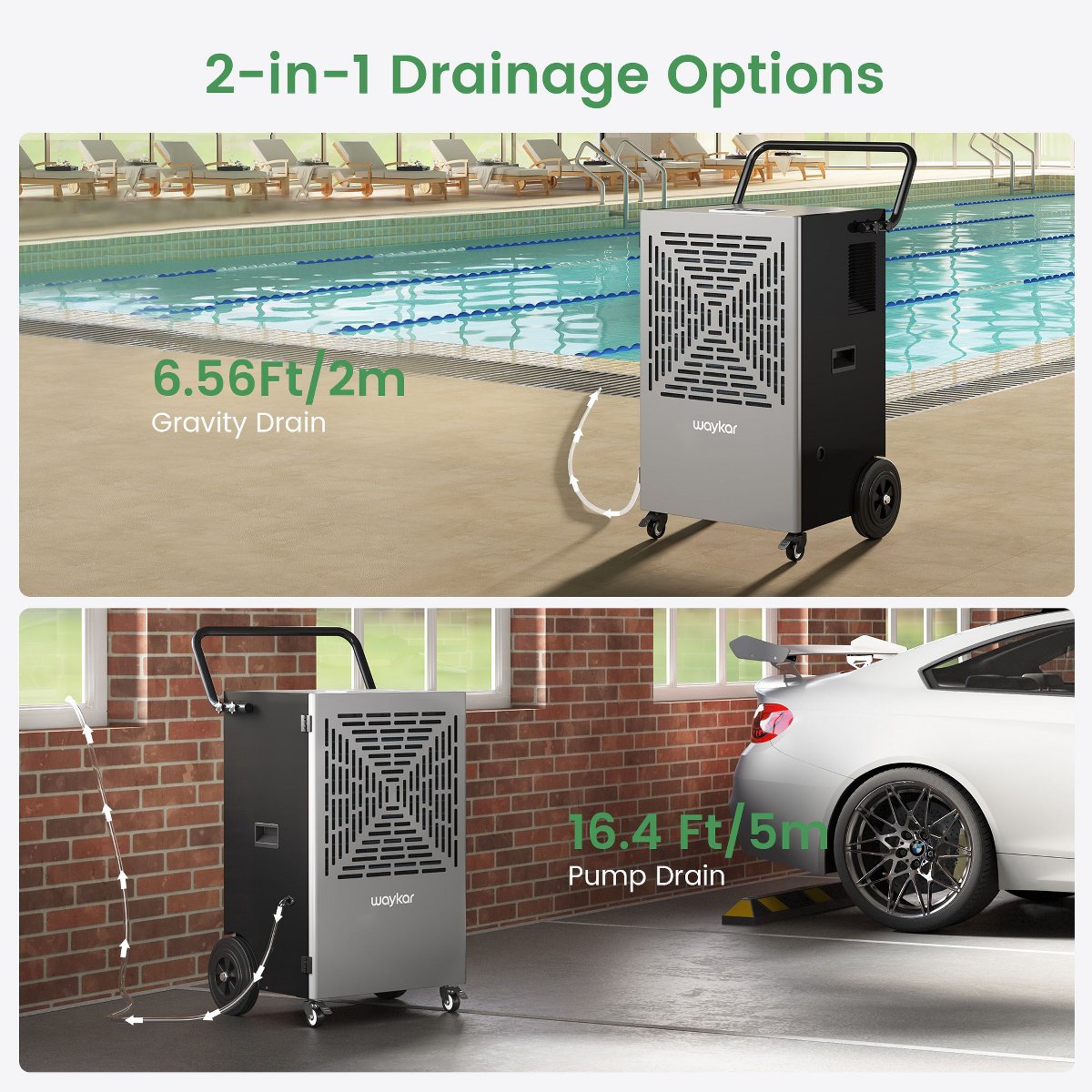 216 pt. 7500 sq.ft. Powerful Commercial Dehumidifier with Built-in Pump for Basements, Workshops and Warehouse, Auto Restart, Bucketless