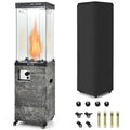 41,000 BTU Propane Patio Heater Glass Tube Standing Gas Heater w/ Cover Wheels