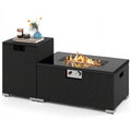 32 Inch Rectangular Propane Fire Pit Table Set 40,000 BTU Rattan with Tank Cover and Glass Top