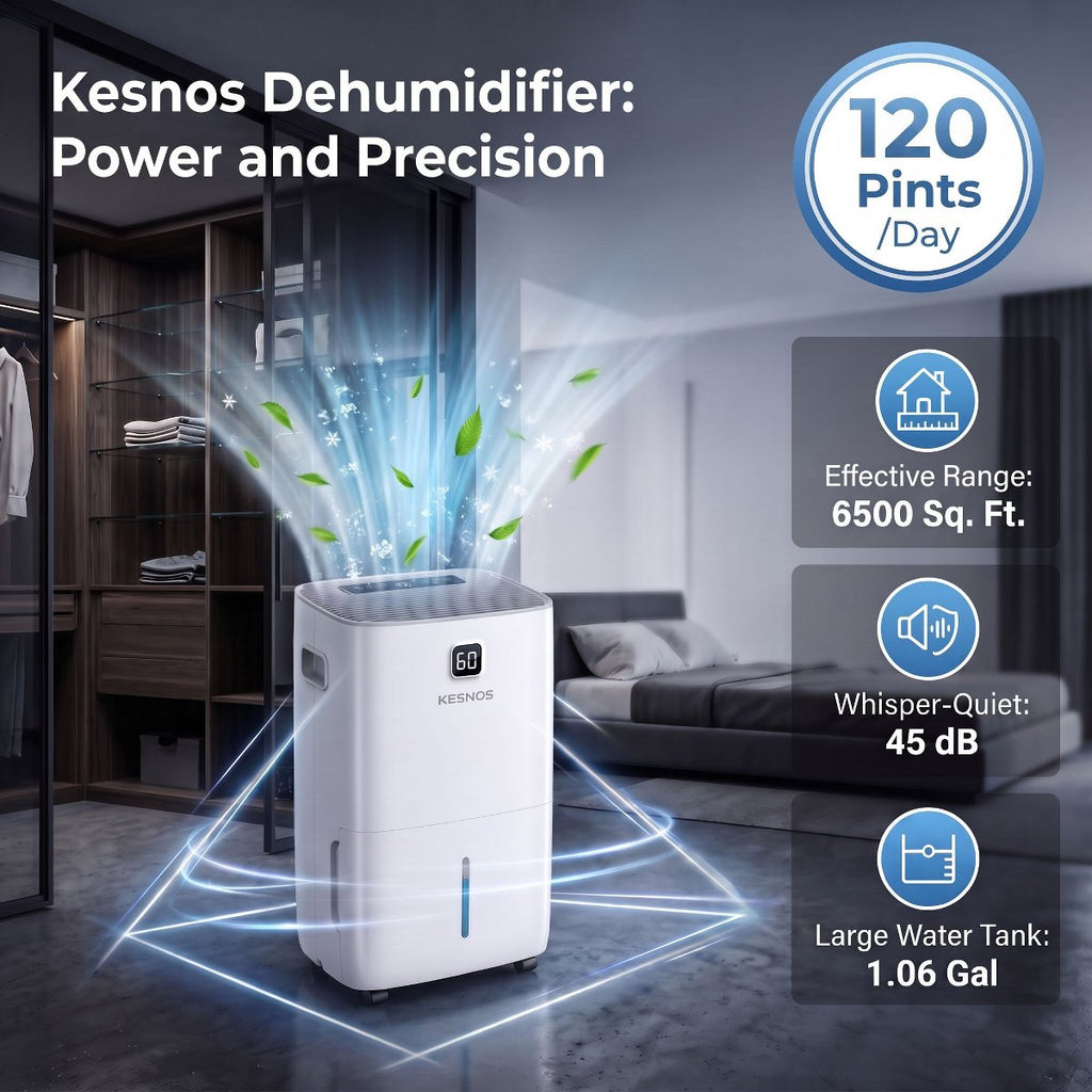 Energy Star 120 Pint Dehumidifier for Home & Basements up to 6500 sq ft