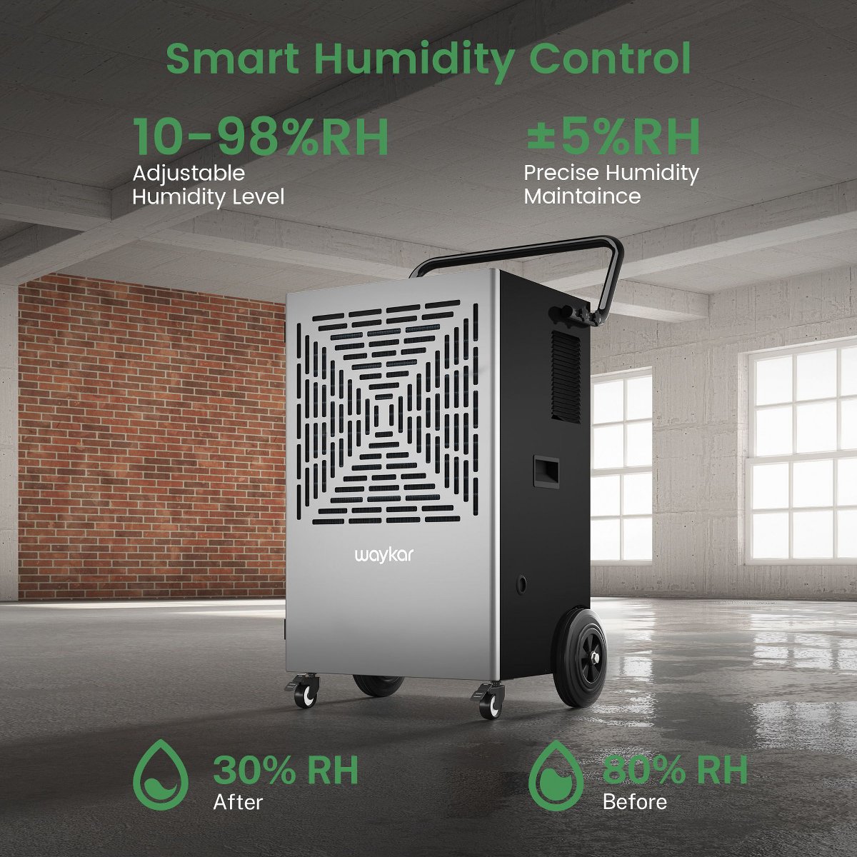 216 pt. 7500 sq.ft. Powerful Commercial Dehumidifier with Built-in Pump for Basements, Workshops and Warehouse, Auto Restart, Bucketless