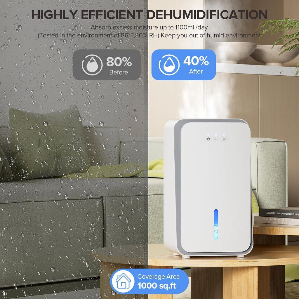 Portable Dehumidifier for Home with 1000 Sq.Ft Dehumidifier with Auto Shut-Off,7-Color Light,Sleep Mode&Timer for Bedroom,Bathroom,Basement