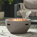 27 Bowl Propane Fire Pit, 40,000 BTU Round Lightweight MGO Concrete Outdoor Fireplace, Light Grey