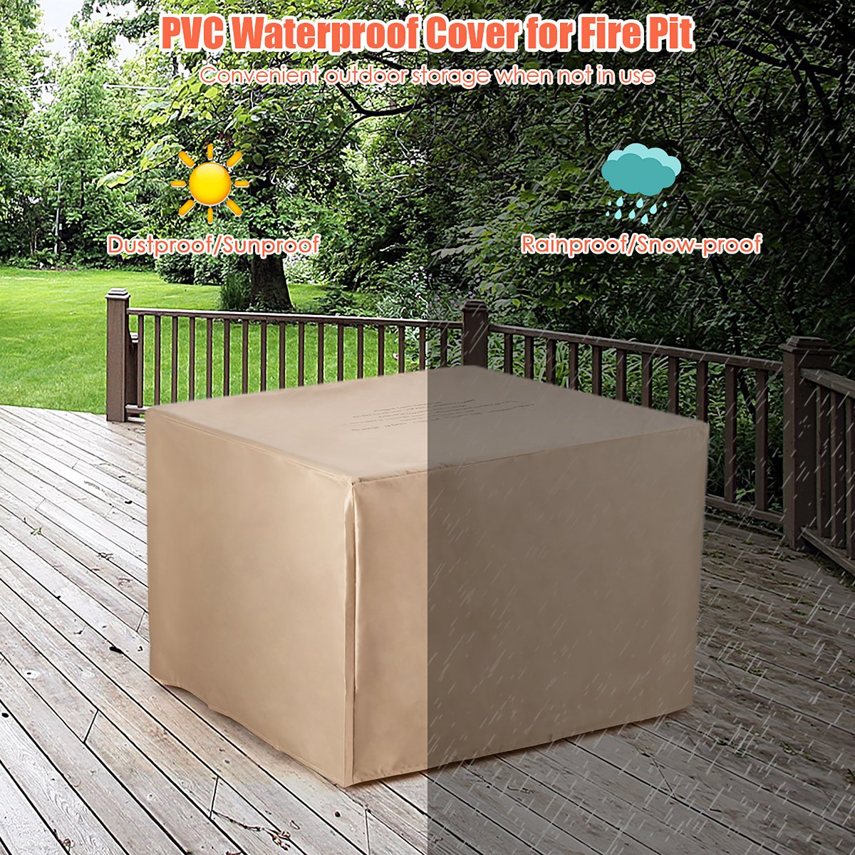 7PCS Patio Rattan Furniture Set 30'' Fire Pit Table Cover Cushion Sofa Off WhiteBlackNavyRedTurquoiseBrownBeige