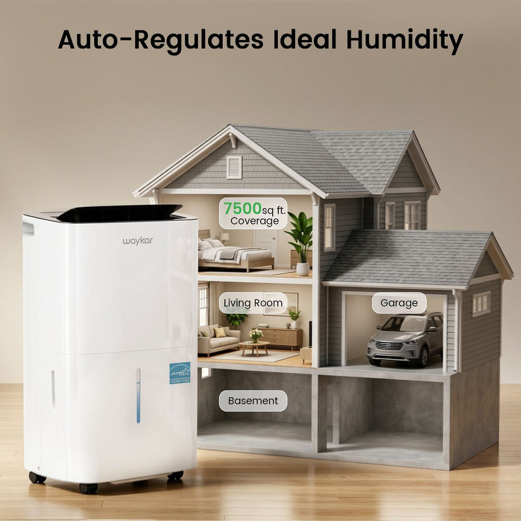 150-pint Energy Star Dehumidifier with Auto-Swing Louvers, Smart Humidity Control, and Full Tank Protection