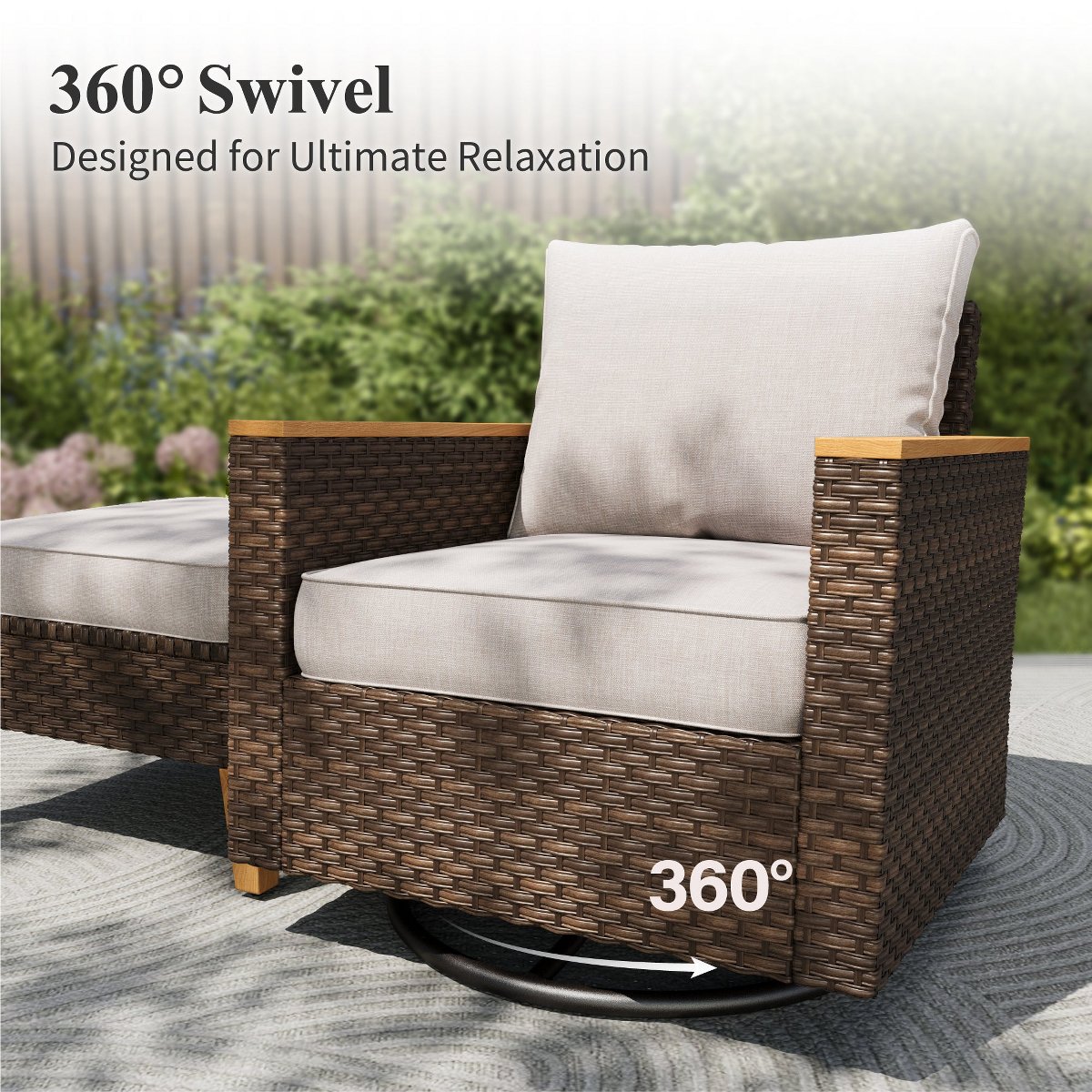 8pc Wicker Outdoor Patio Rattan Sectional Conversation Set with Fire Pit Table and Cushioned Ottoman