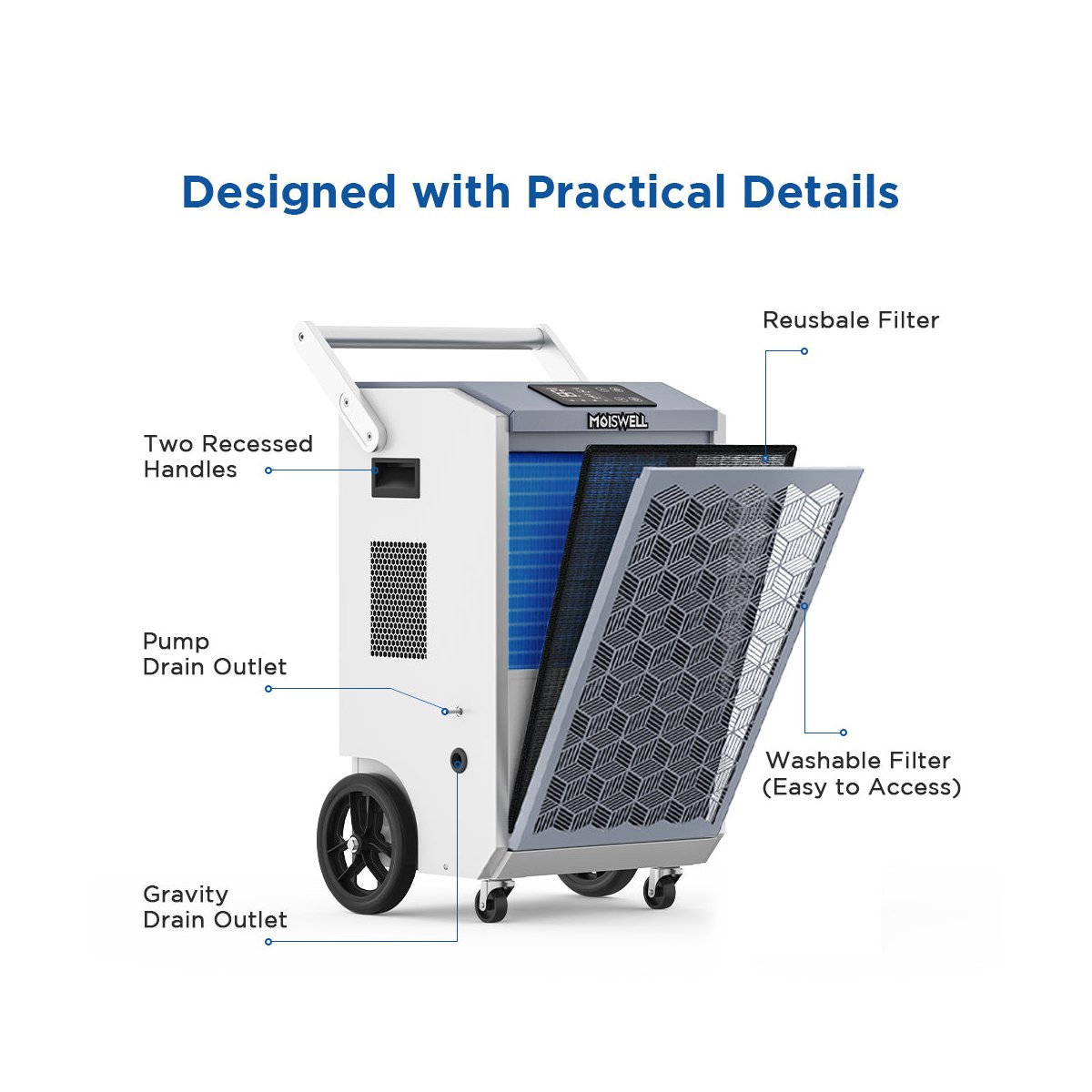 200 Pints Commercial Dehumidifier with Pump Heavy-Duty Moisture Control for Basement Warehouse, Industry Water Damage Unit, Auto Defrost