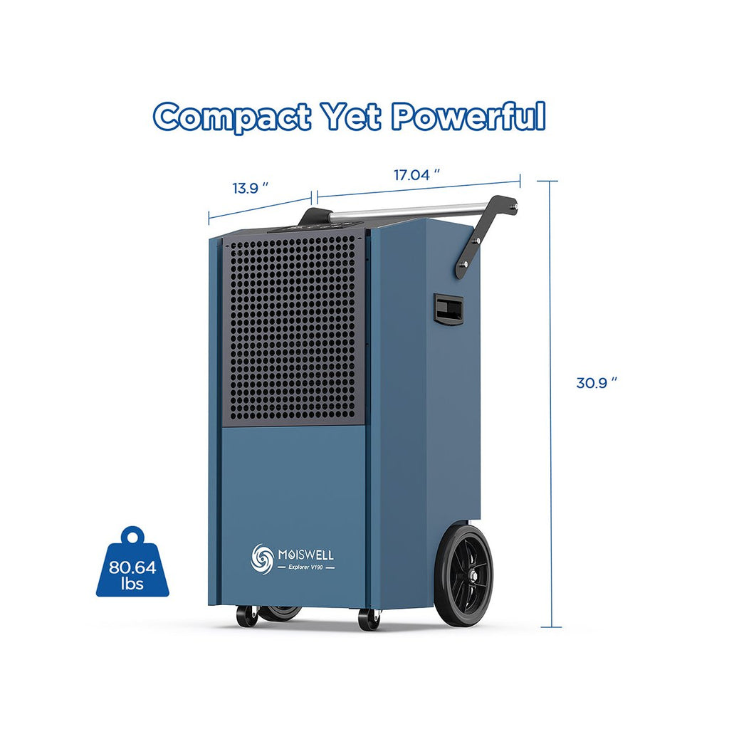 190 Pints 7,500 sq. ft. Commercial Dehumidifier with Pump 8-in. Wheels Portable Heavy Duty for Basement