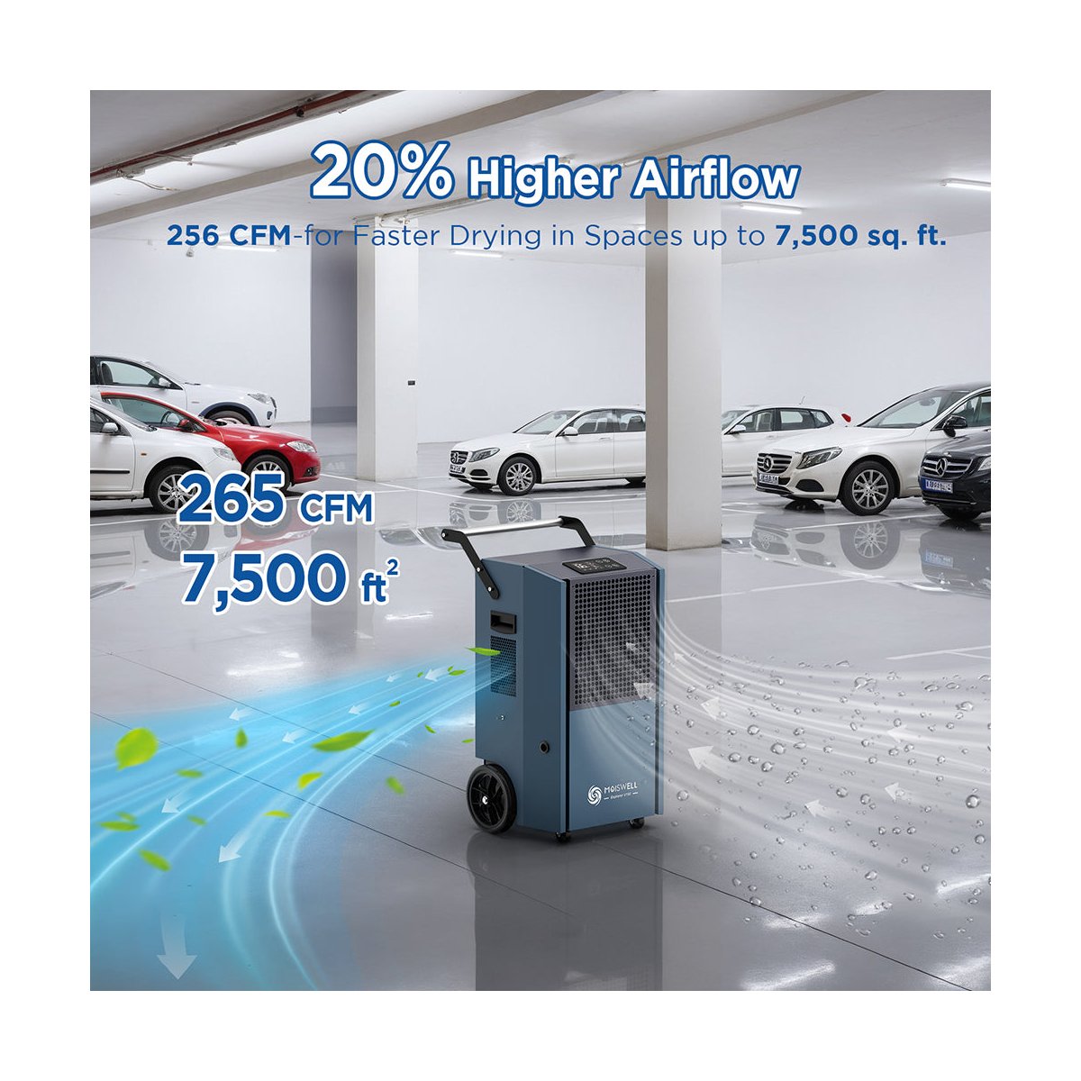 190 Pints 7,500 sq. ft. Commercial Dehumidifier with Pump 8-in. Wheels Portable Heavy Duty for Basement