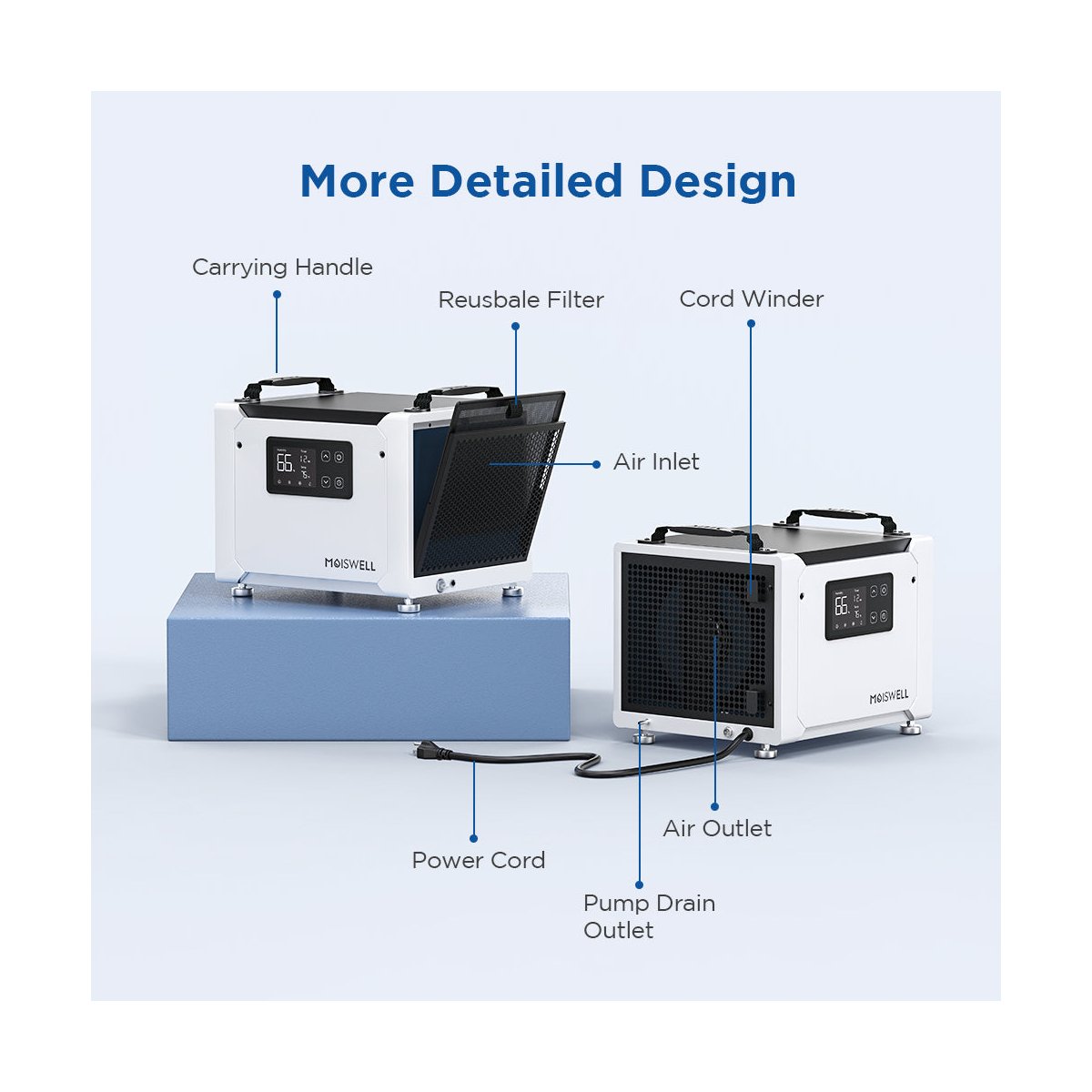 70 Pints Energy Star Certified Commercial Dehumidifier with Pump for Crawlspace